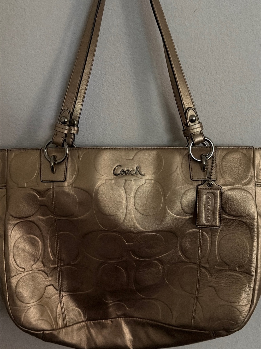 Coach Metallic Bronze Signature Tote